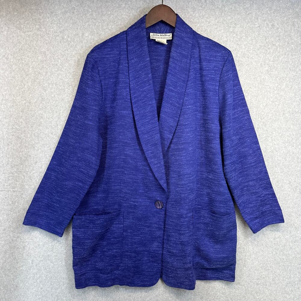 Joan Walters Vintage Textured Open Front Blazer Jacket Career 90s Made in USA